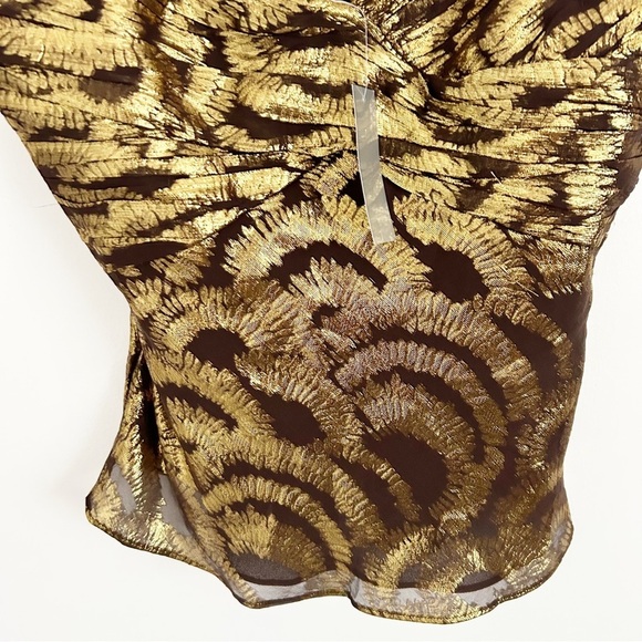 Vintage Y2K  NWT Silk Blend WD.NY Gold Metallic Brown Cami Blouse Size 8 - Picture 4 of 9